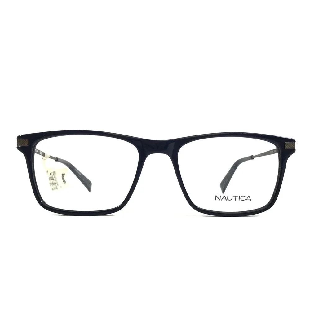 Nautica Eyeglasses Frames N8134 412 Shiny Navy Rectangle Full Rim 54-18-145
